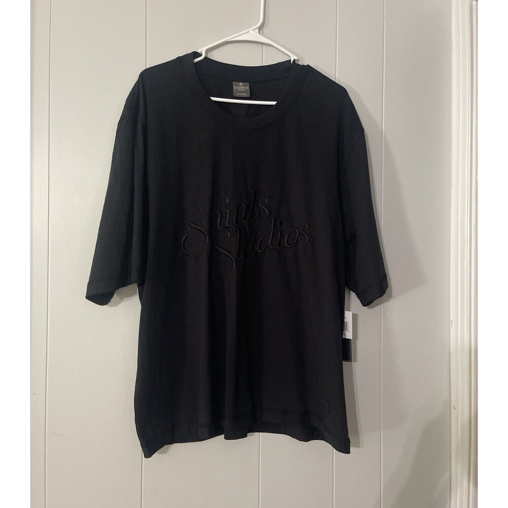 SAINTS Studio Men’s Black Embroidered Logo Crew Neck T-Shirt XL